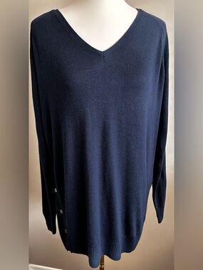 Joan Vass Cashmere Blend V-Neck Sweater